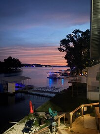 Twilight view from the deck over the Lake of the Ozarks at the Waters Edge