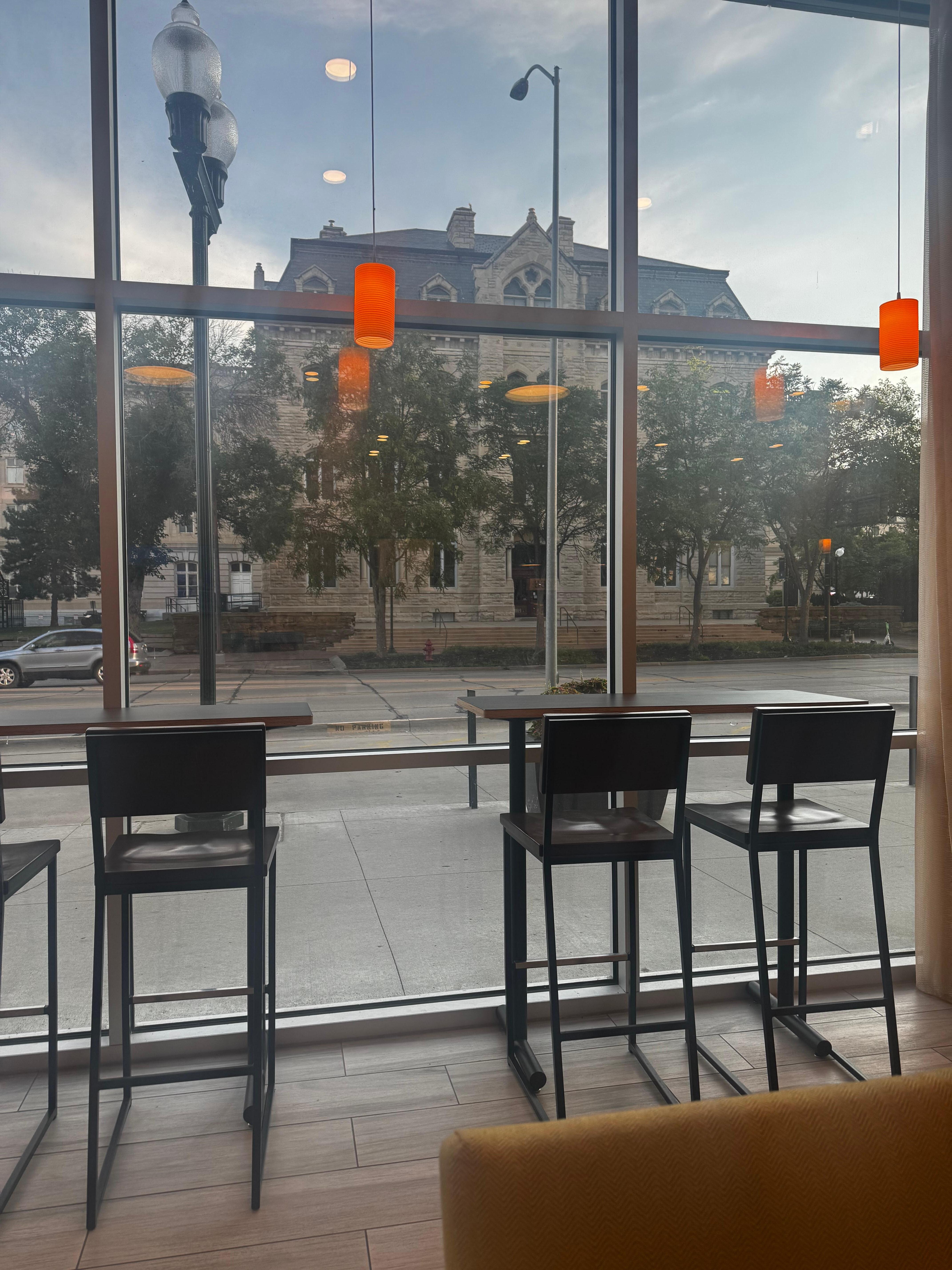 Breakfast with the downtown view. 