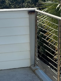 The railing on one of the balconies