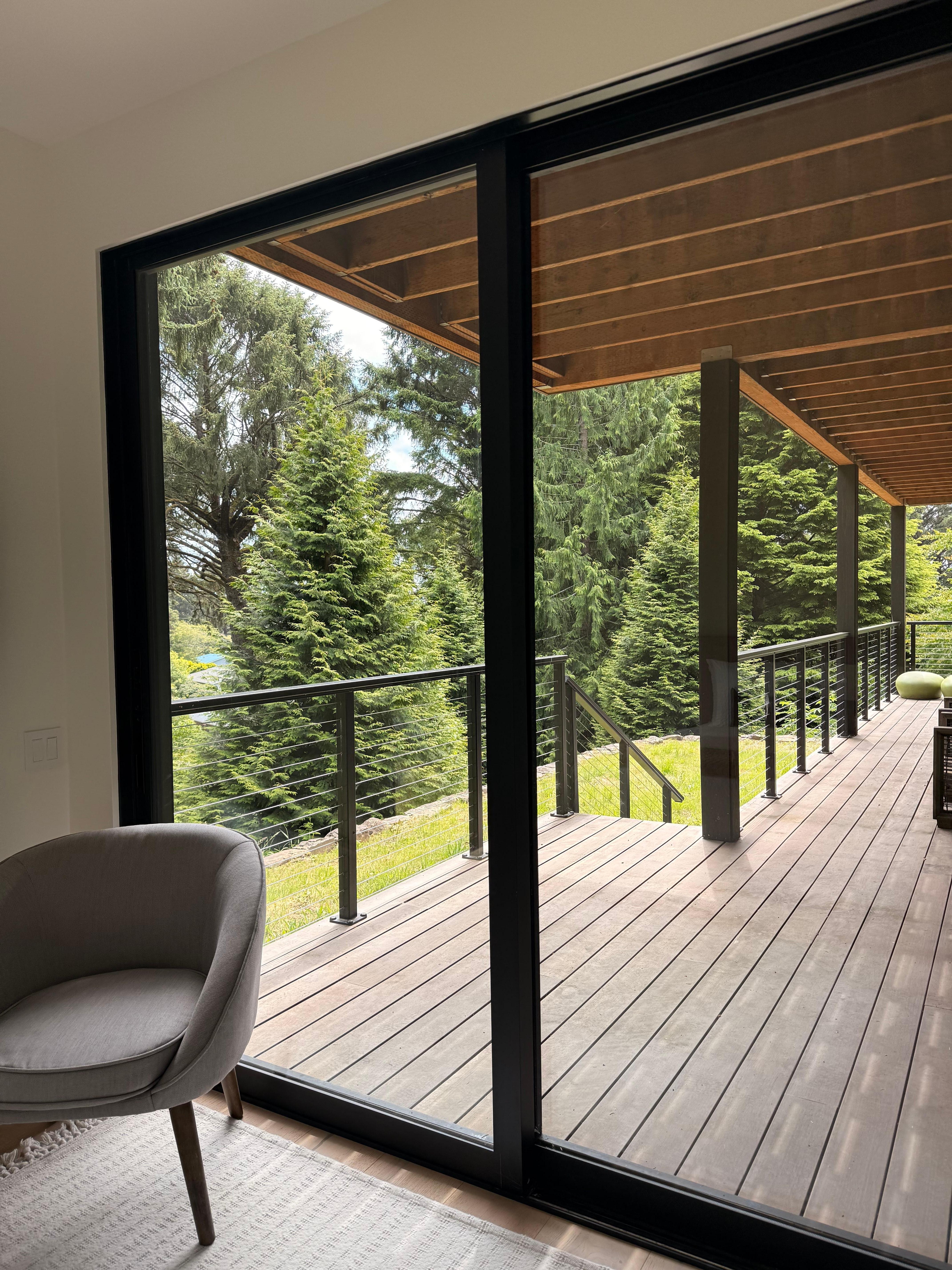 There are decks off of every room in the house 