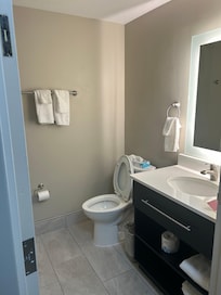 Spacious and clean bathroom