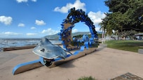 Modern sculpture on the esplanade.