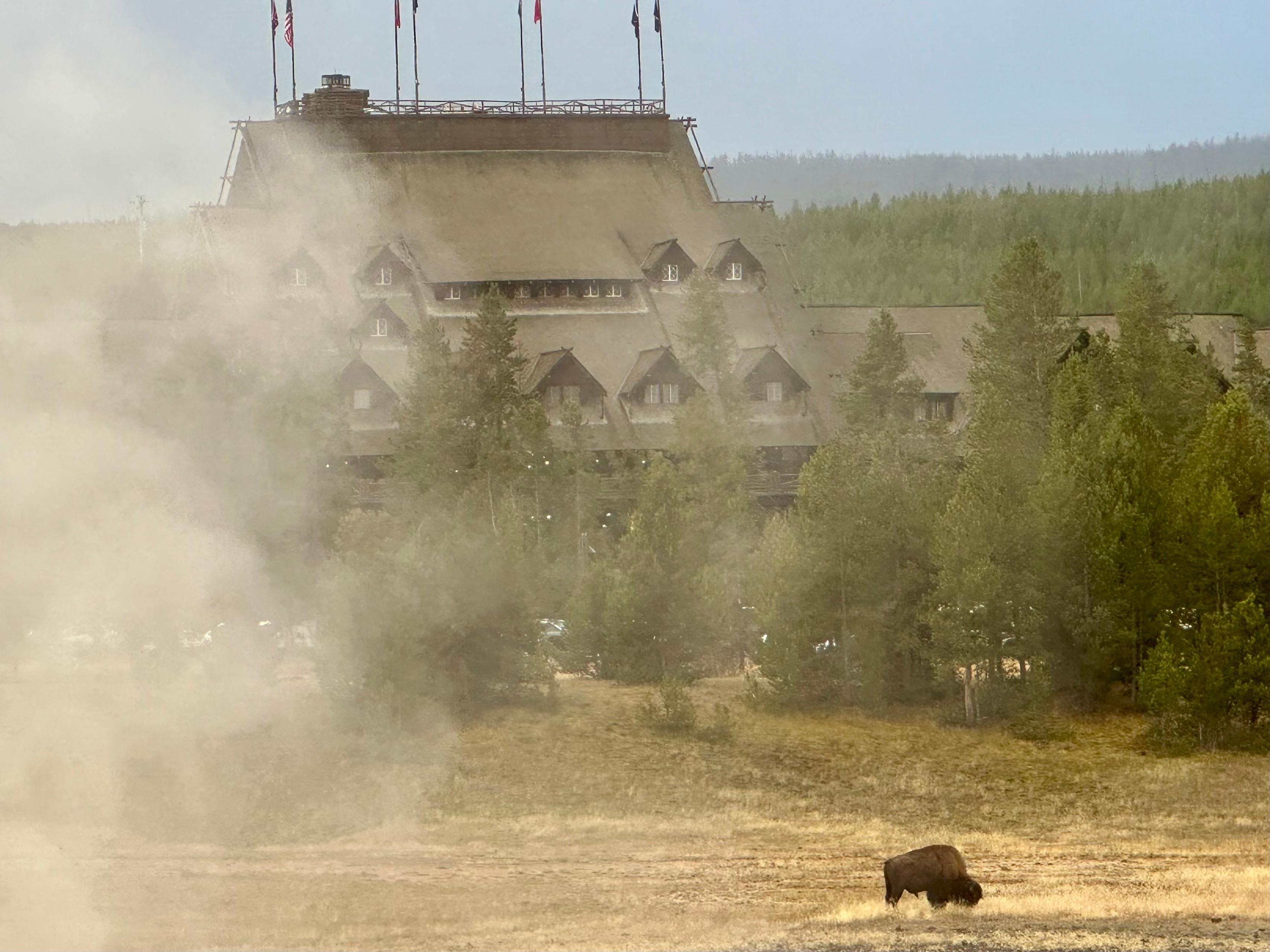 The Most Old Faithful Inn from the geyser boardwalk 