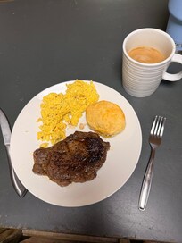 Homemade breakfast with the eggs (: