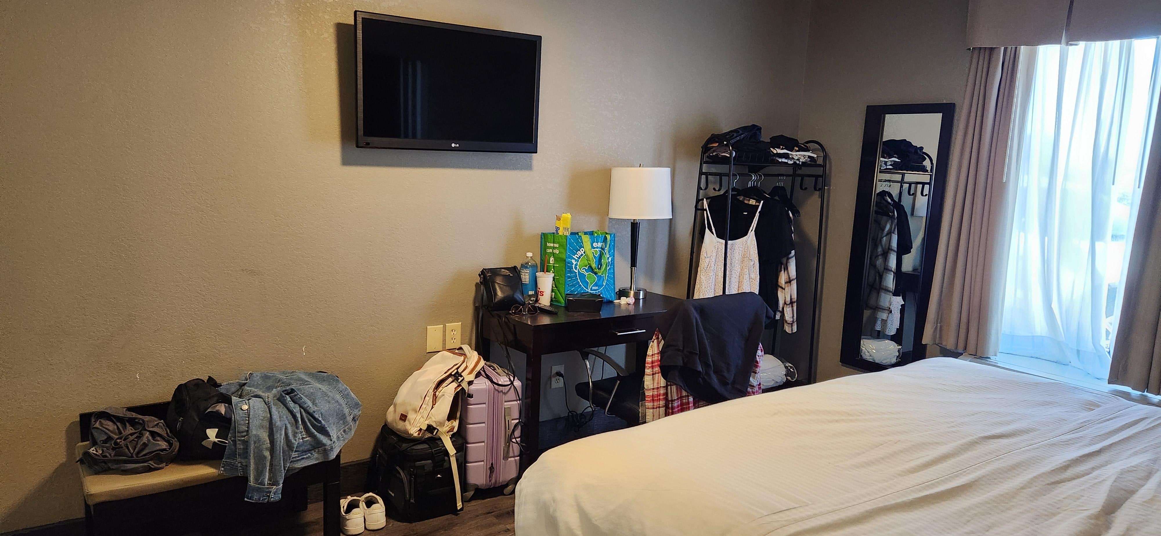 Clothing rack, desk, bench