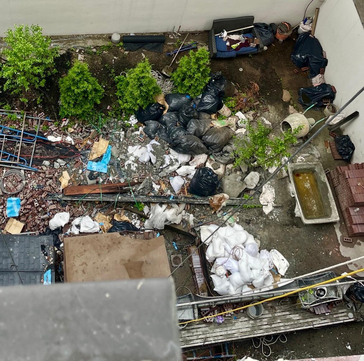 Looking down to the hotel property from my room.