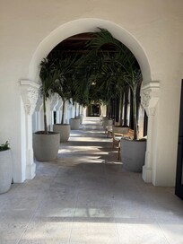 Main hallway to hotel tower.