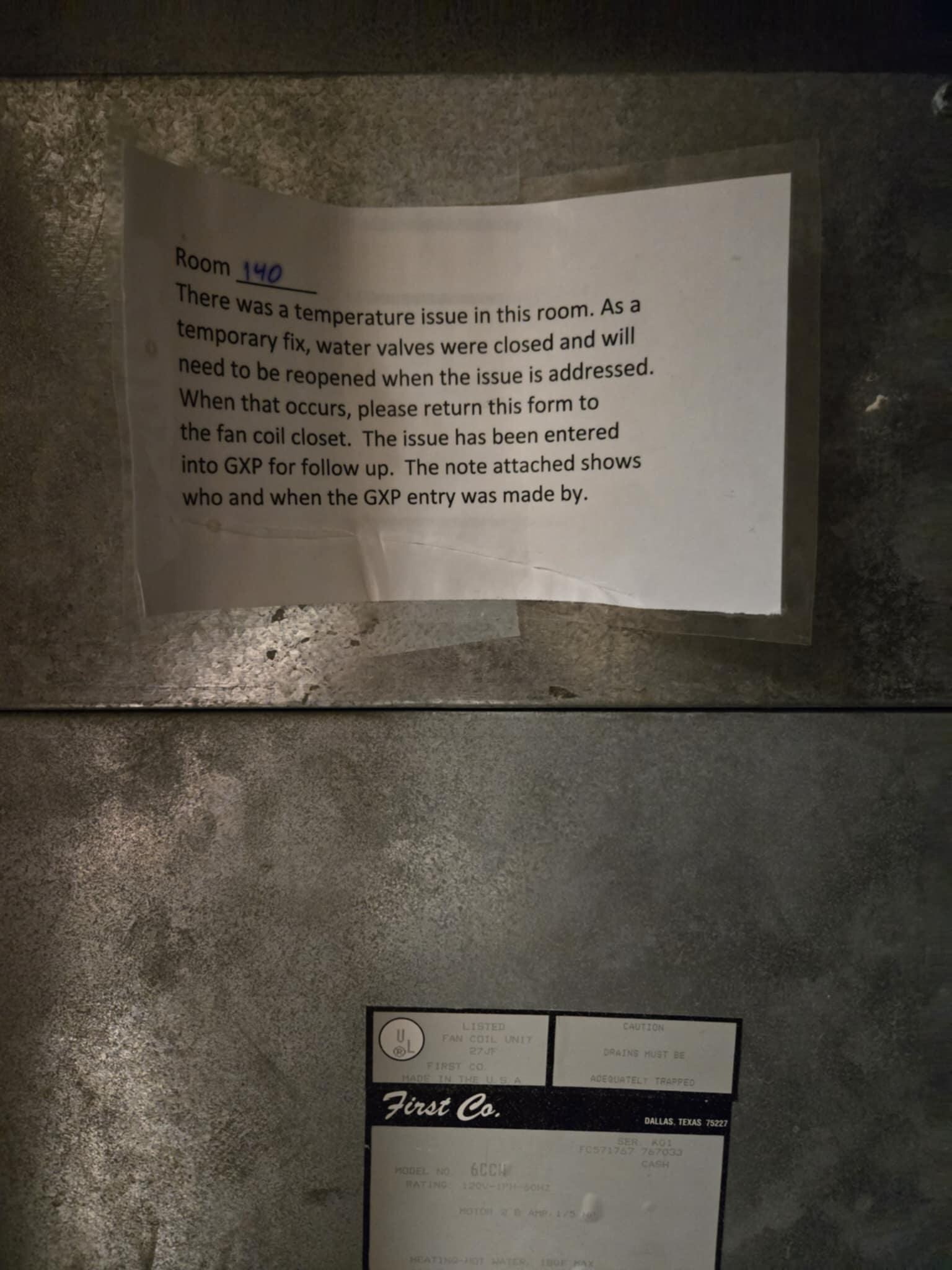 Note management left about service