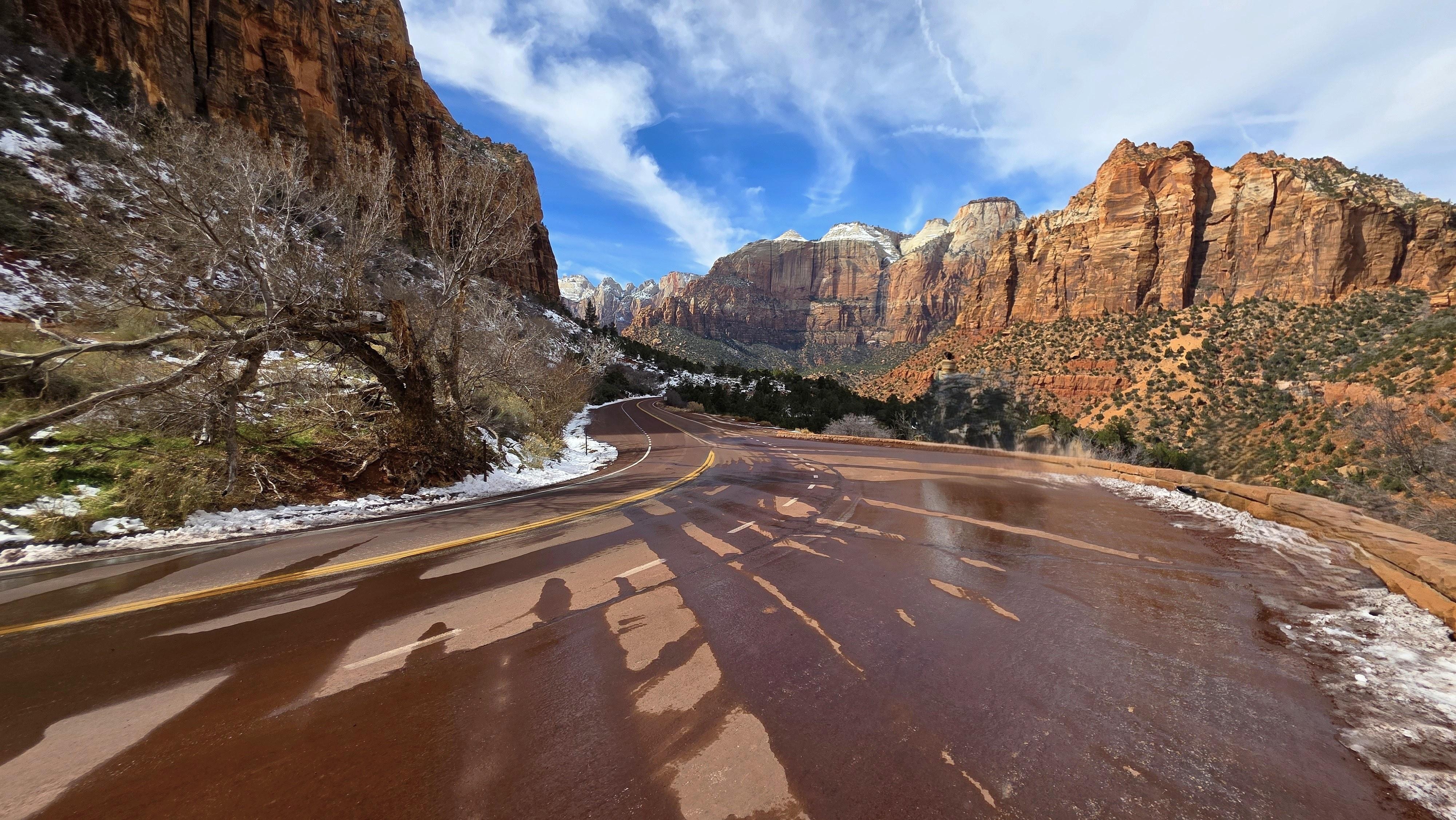 The road into Zion NP