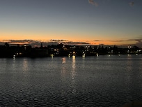 Sunset view from hotel balcony taken in April 2026