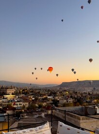 View of air balloons from terrace