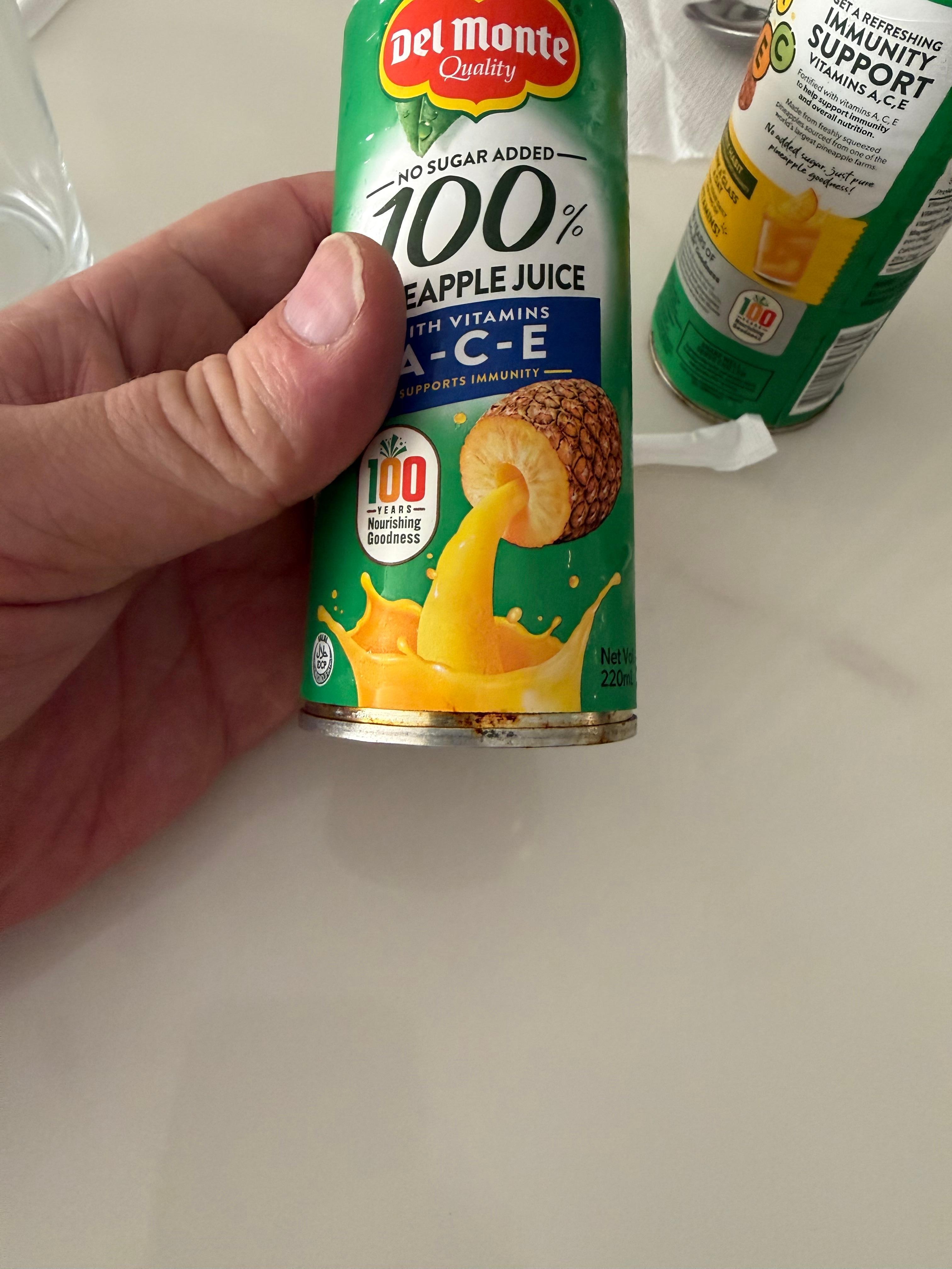 Only drink options on the menu… a rusted can of pineapple juice 