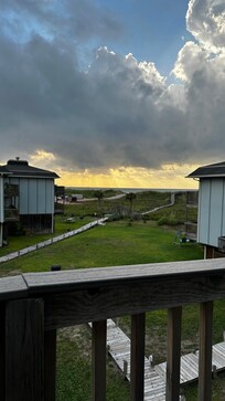 Balcony area overlooking the beach.