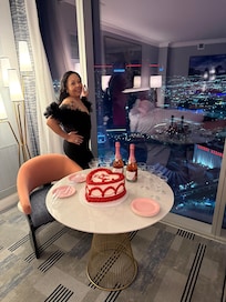 Celebrated my daughter’s wedding/ cake and toast in my room then went out for dinner and more celebration. Everything was perfect and I’m grateful for it.