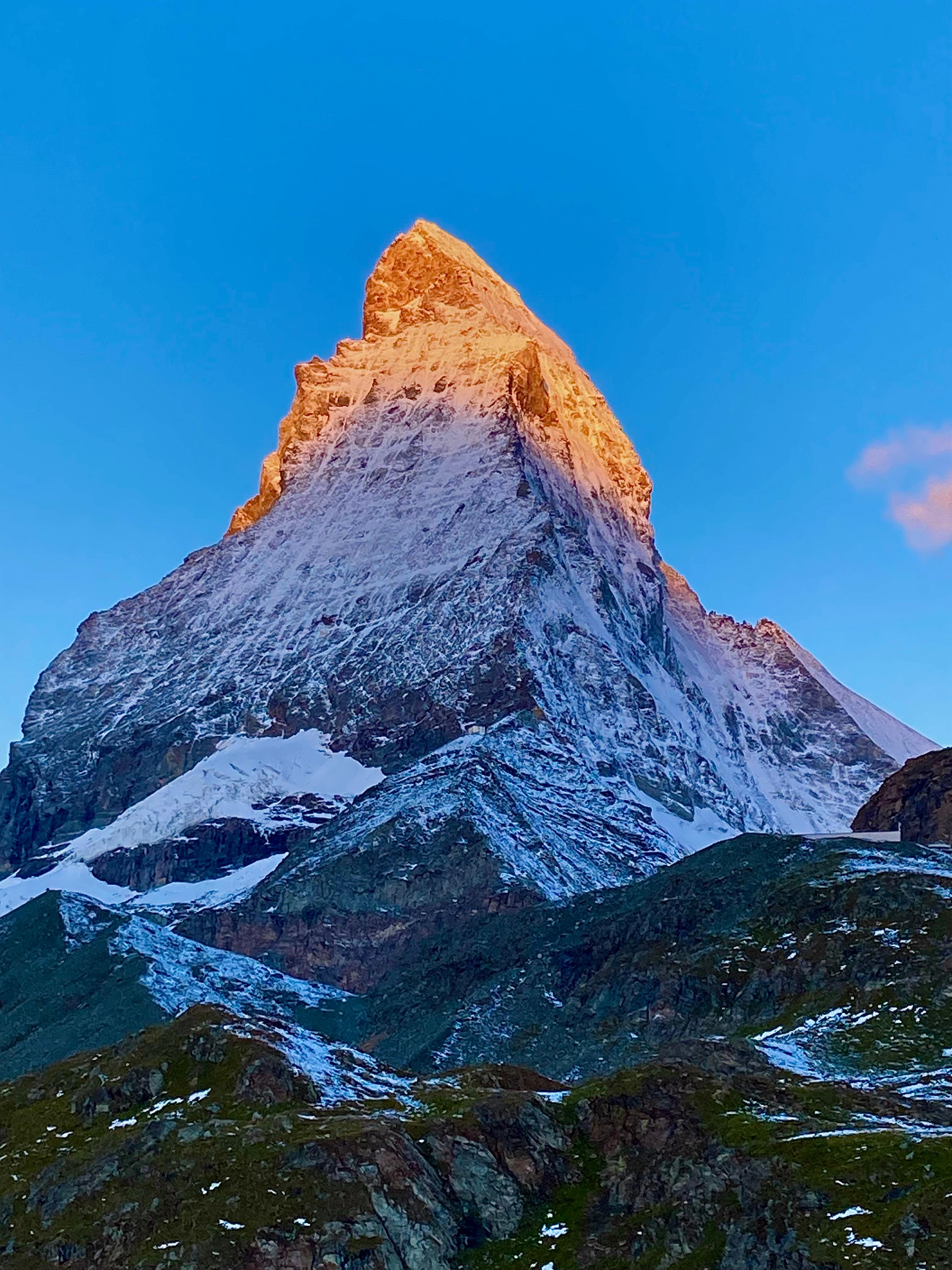 Matterhorn at sunrise. View from the balcony. 