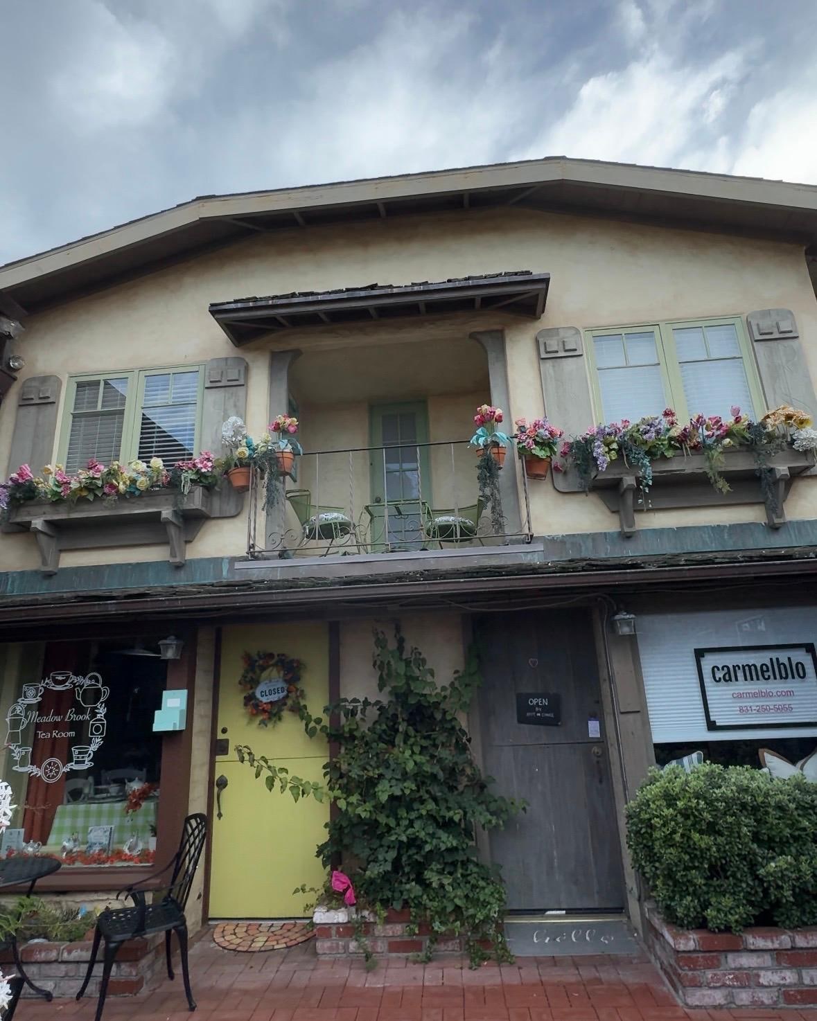 Balcony from the below next to the stairs.