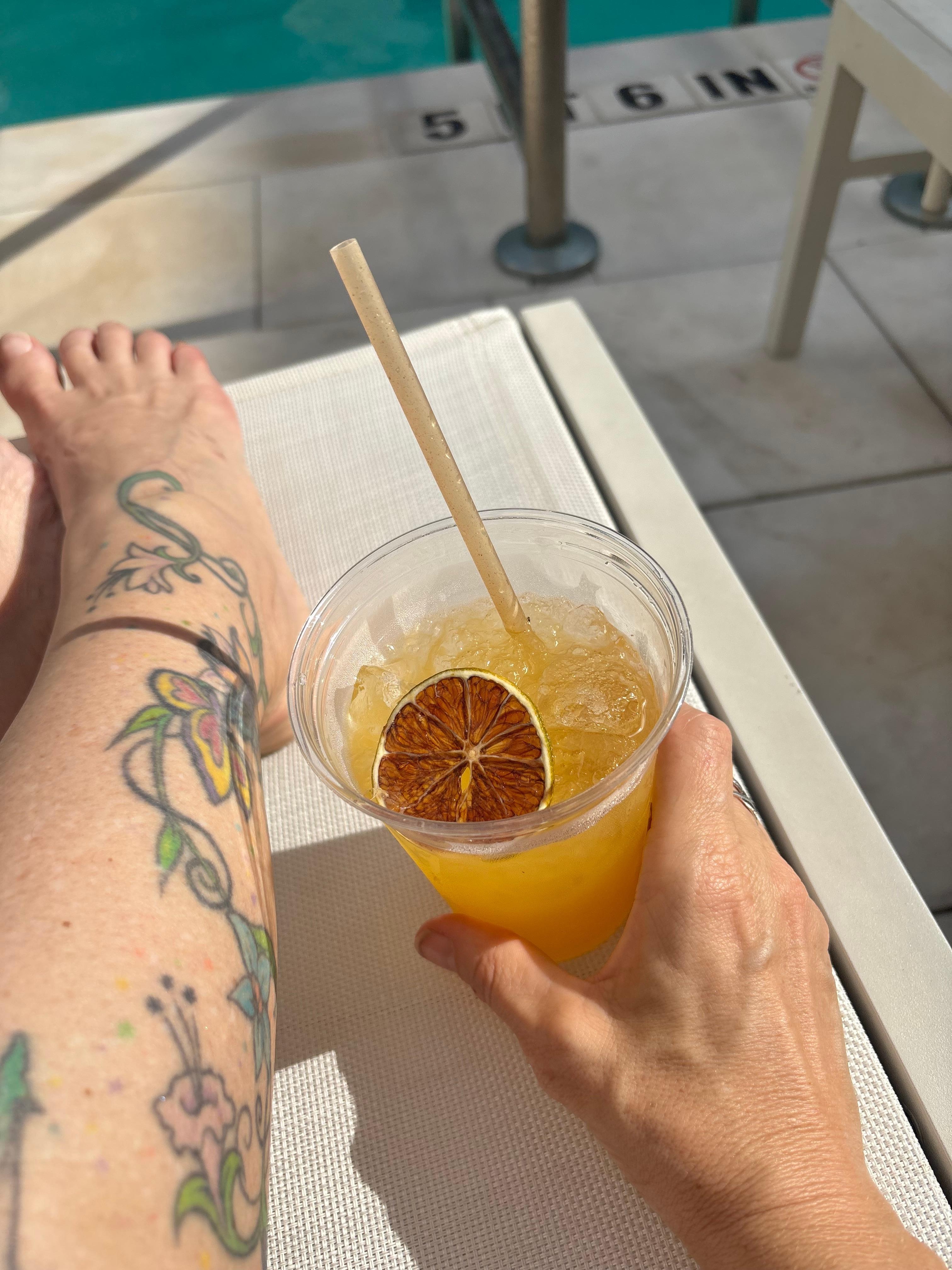 Poolside with mocktail