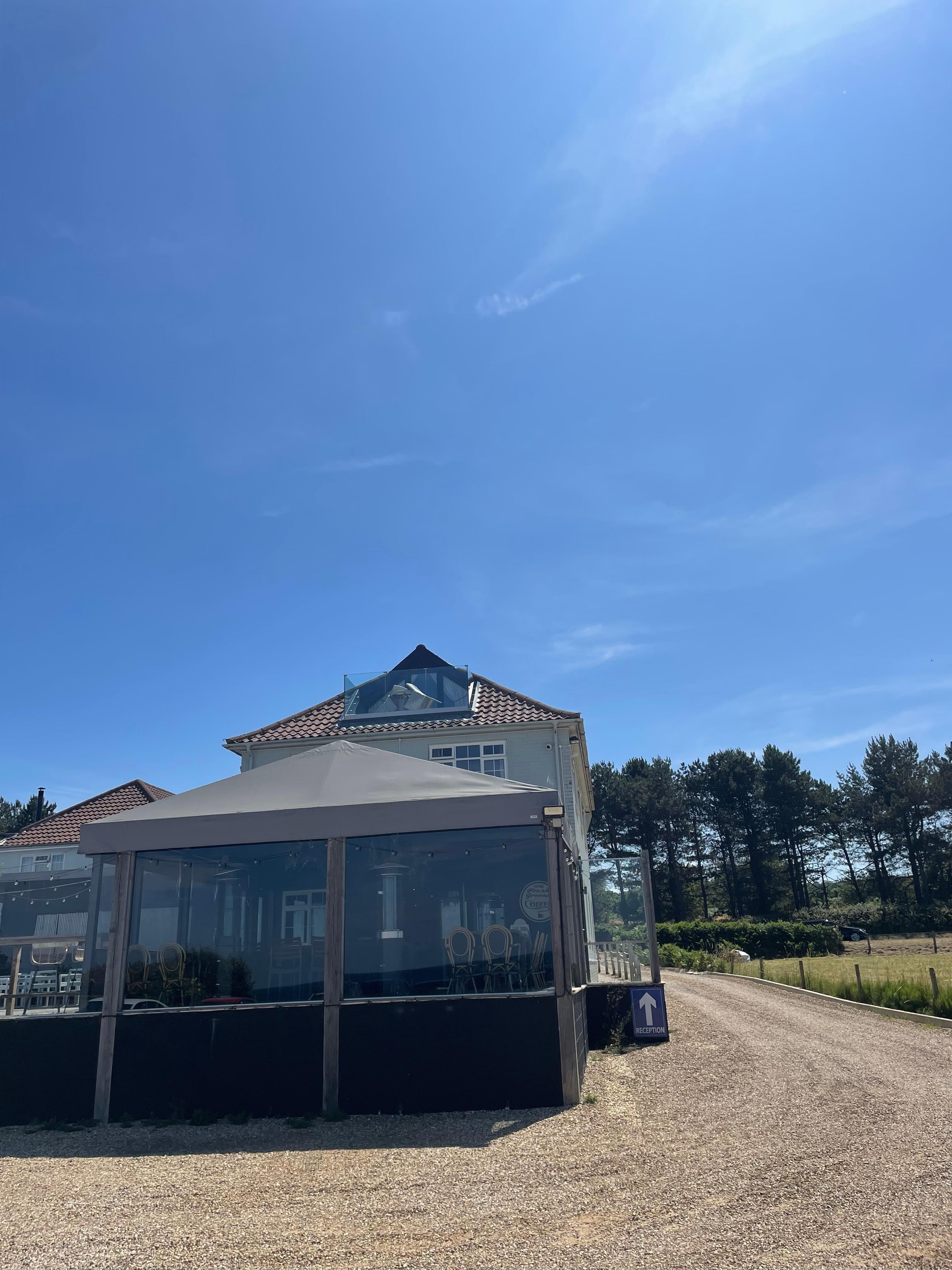 The balcony from the car park