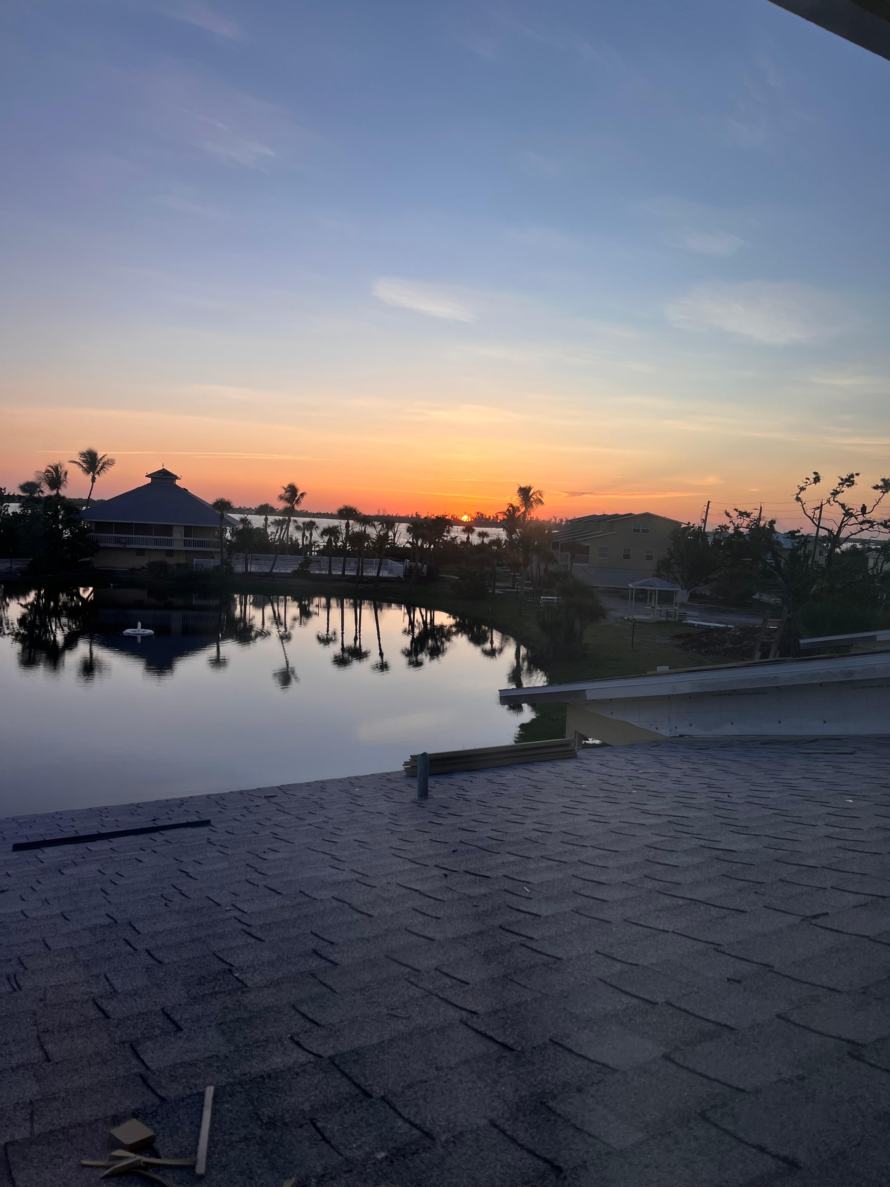 Sunrise from upstairs in condo. 