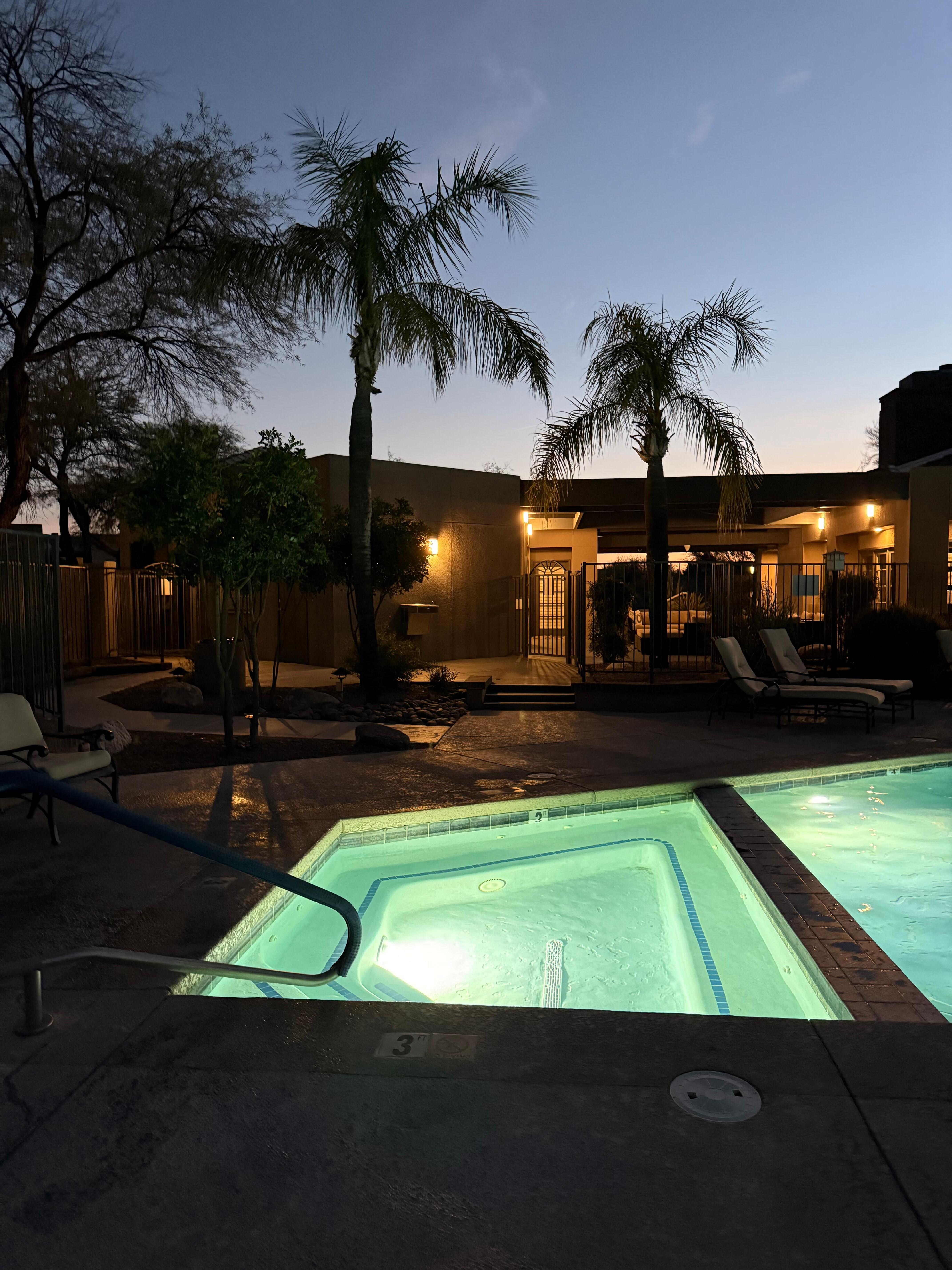 Hot tub after sunset