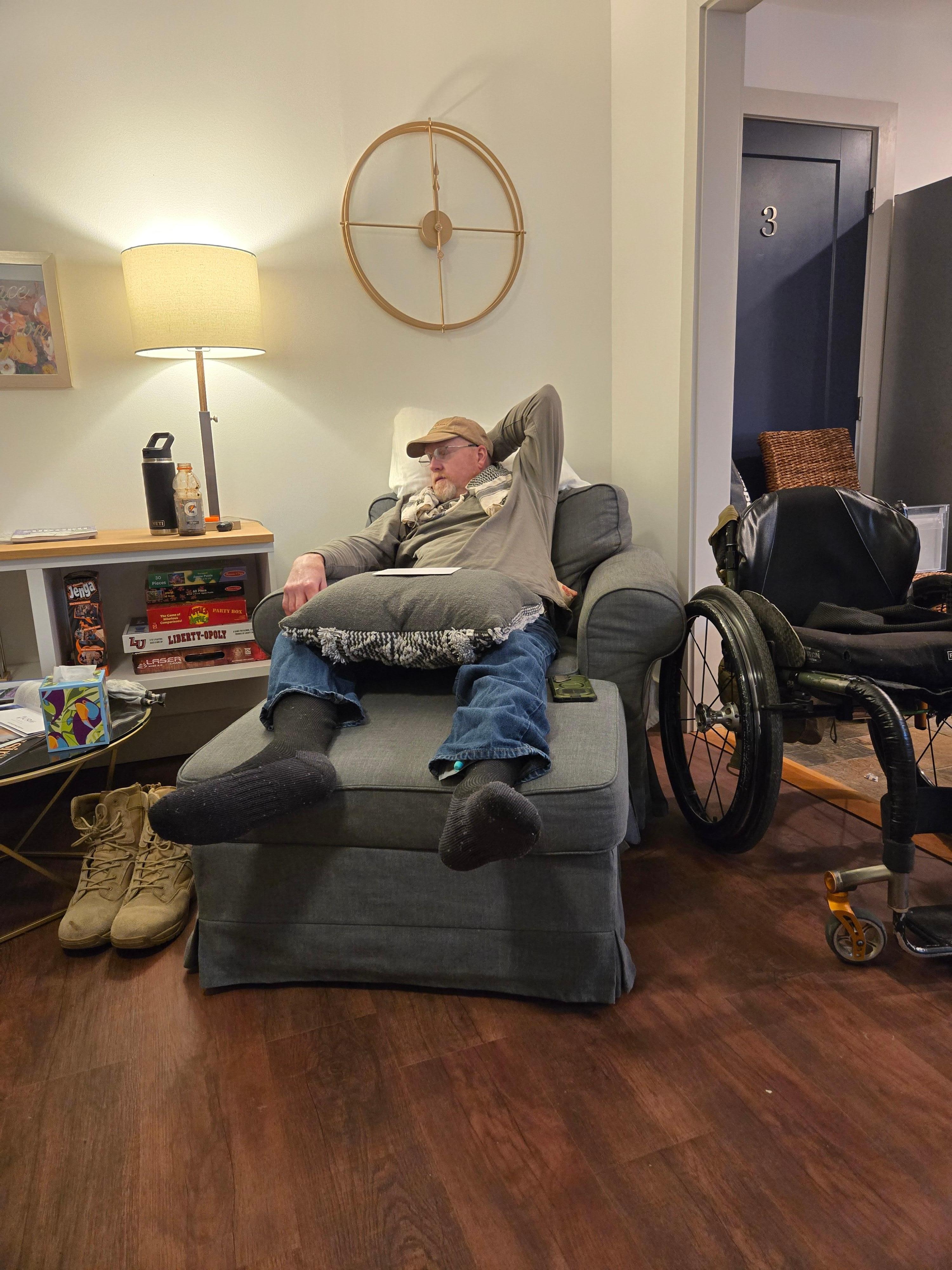 Roomy enough for a manual wheelchair. 