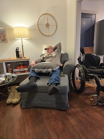 Roomy enough for a manual wheelchair.