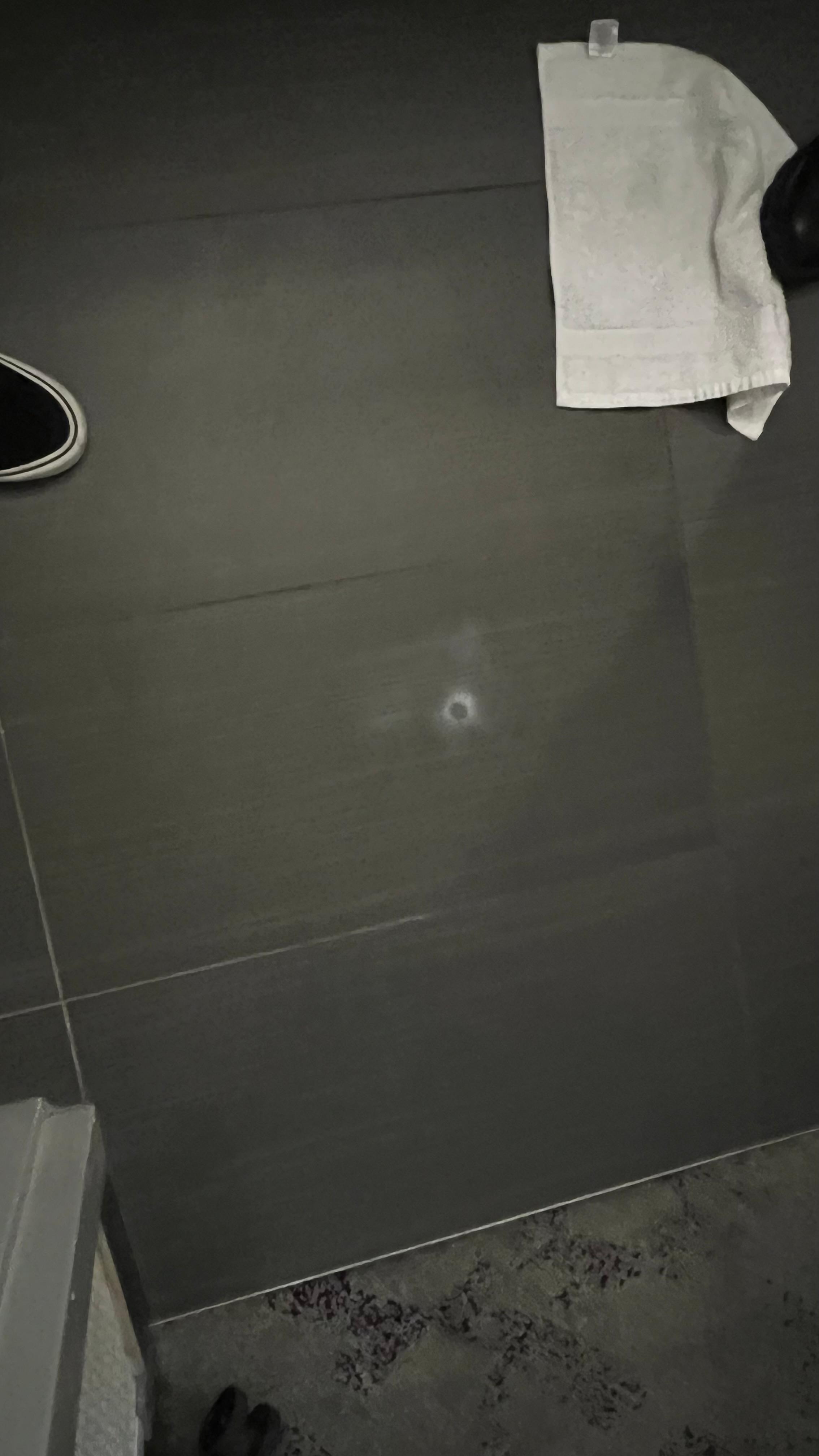 Reside on bathroom floor from whatever was leaking 