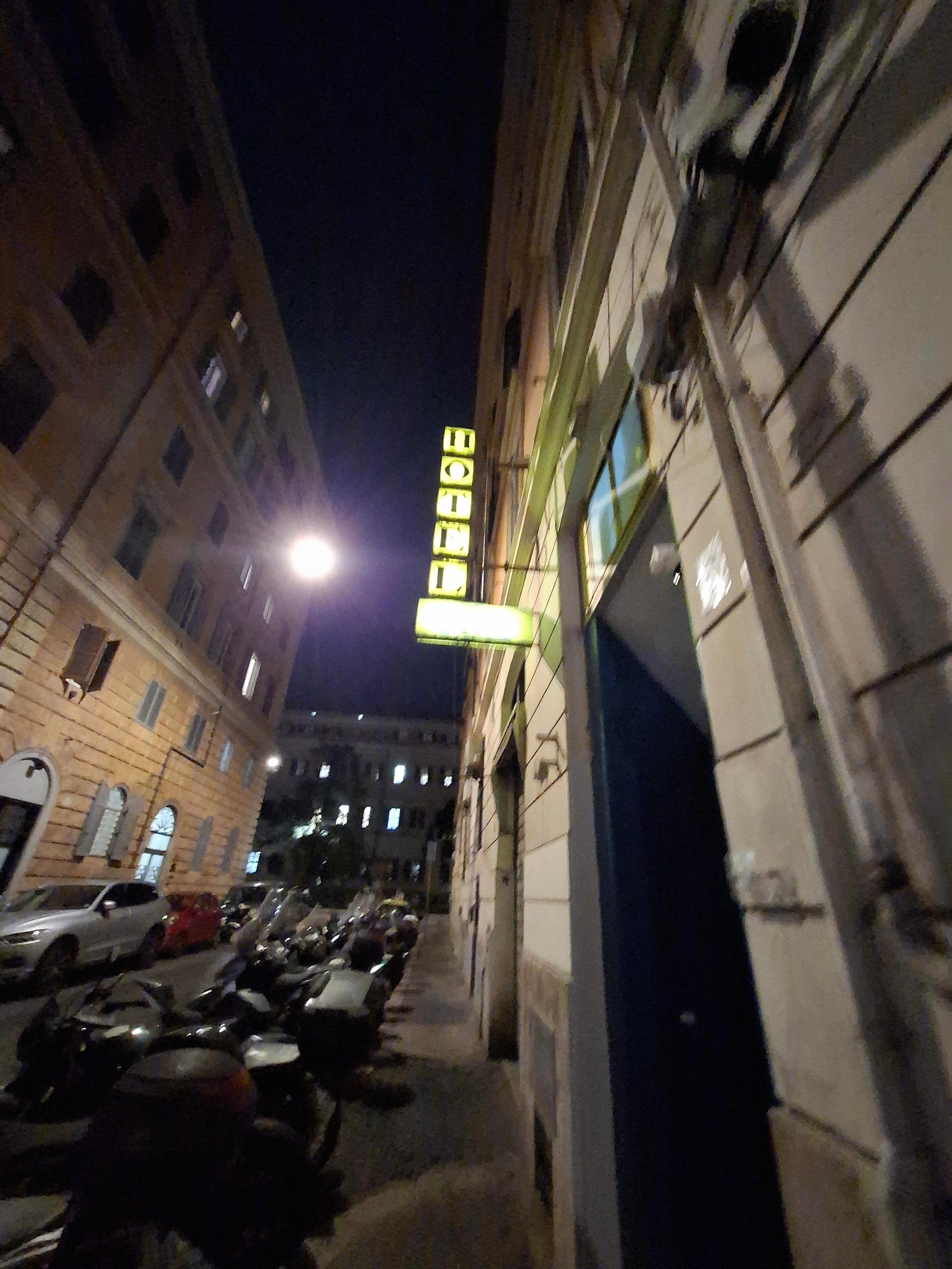 When/after putting access code in, (in the evening) you'll need to pull the door towards you, not push it.