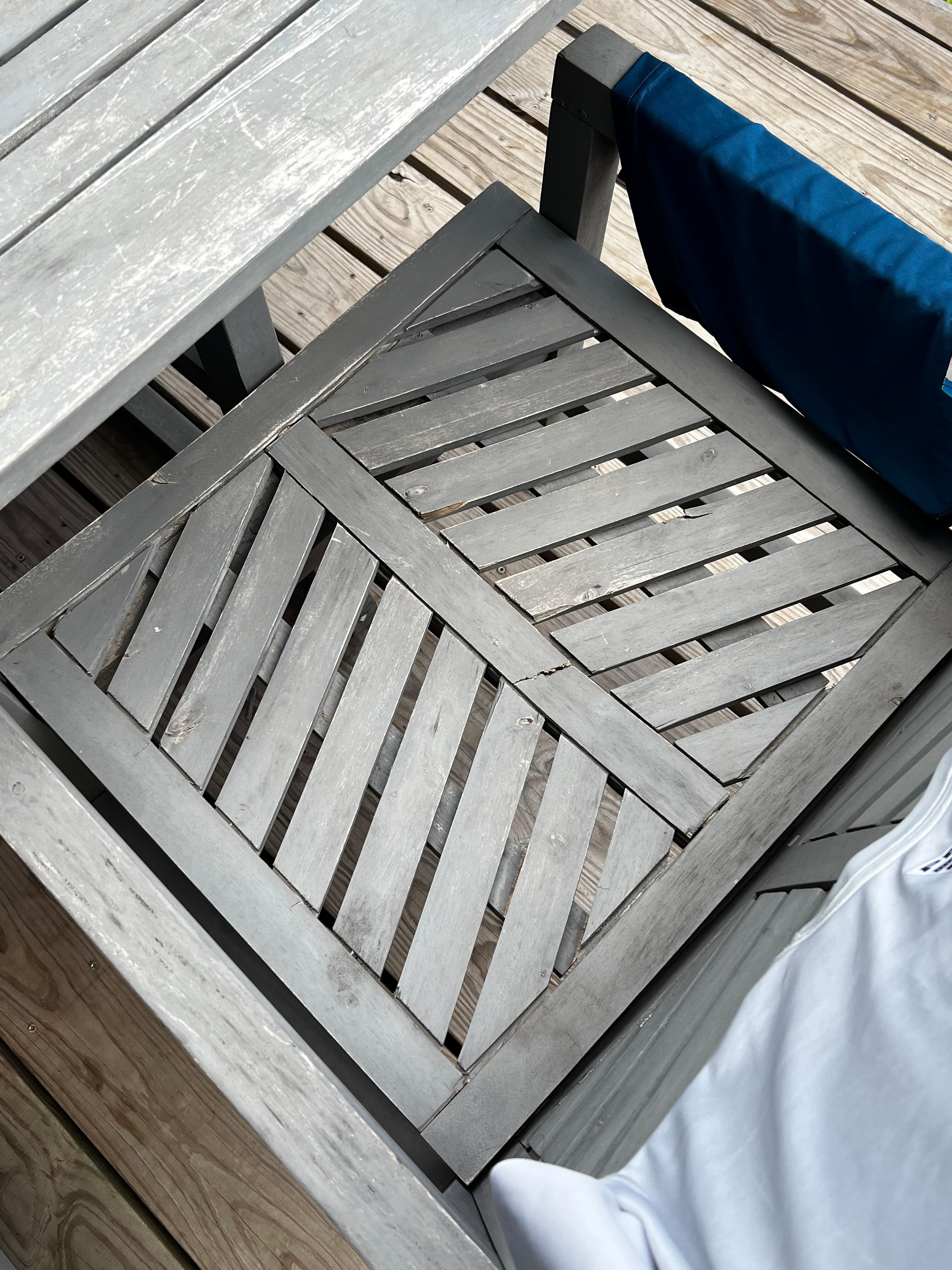 Broken patio chair seat