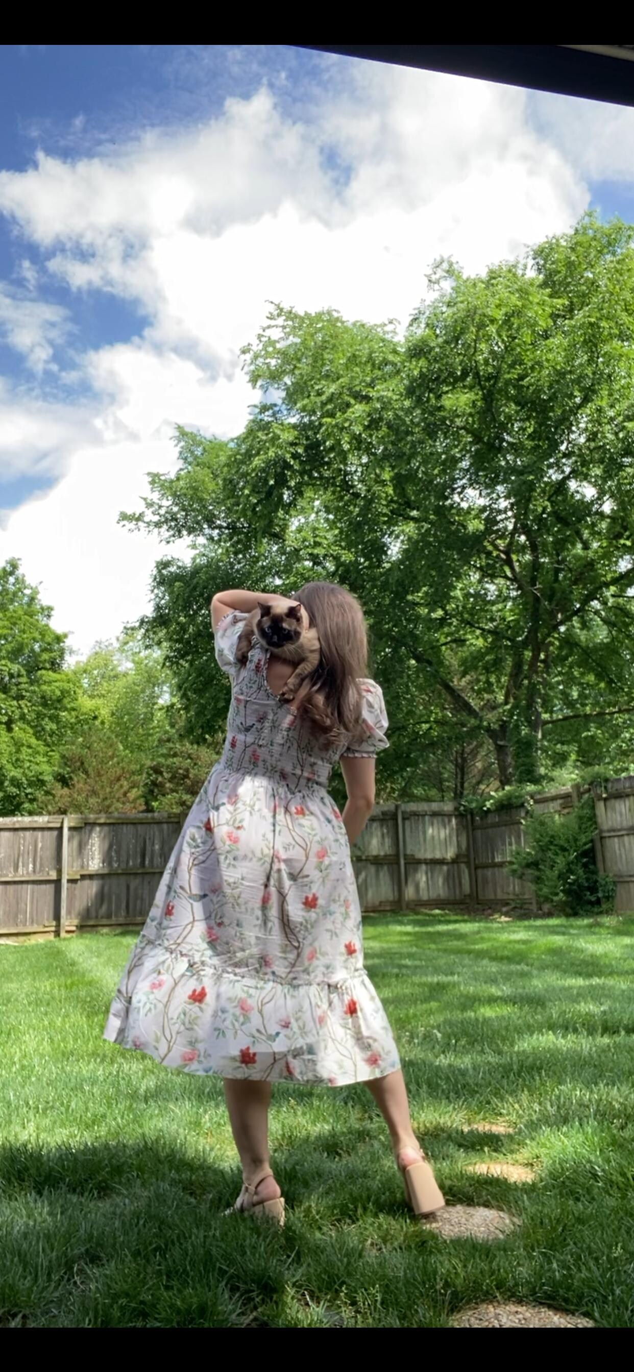 The backyard is perfect for photo shoots. 