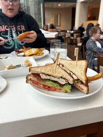 Chicken club sandwich at the hotel's restaurant.