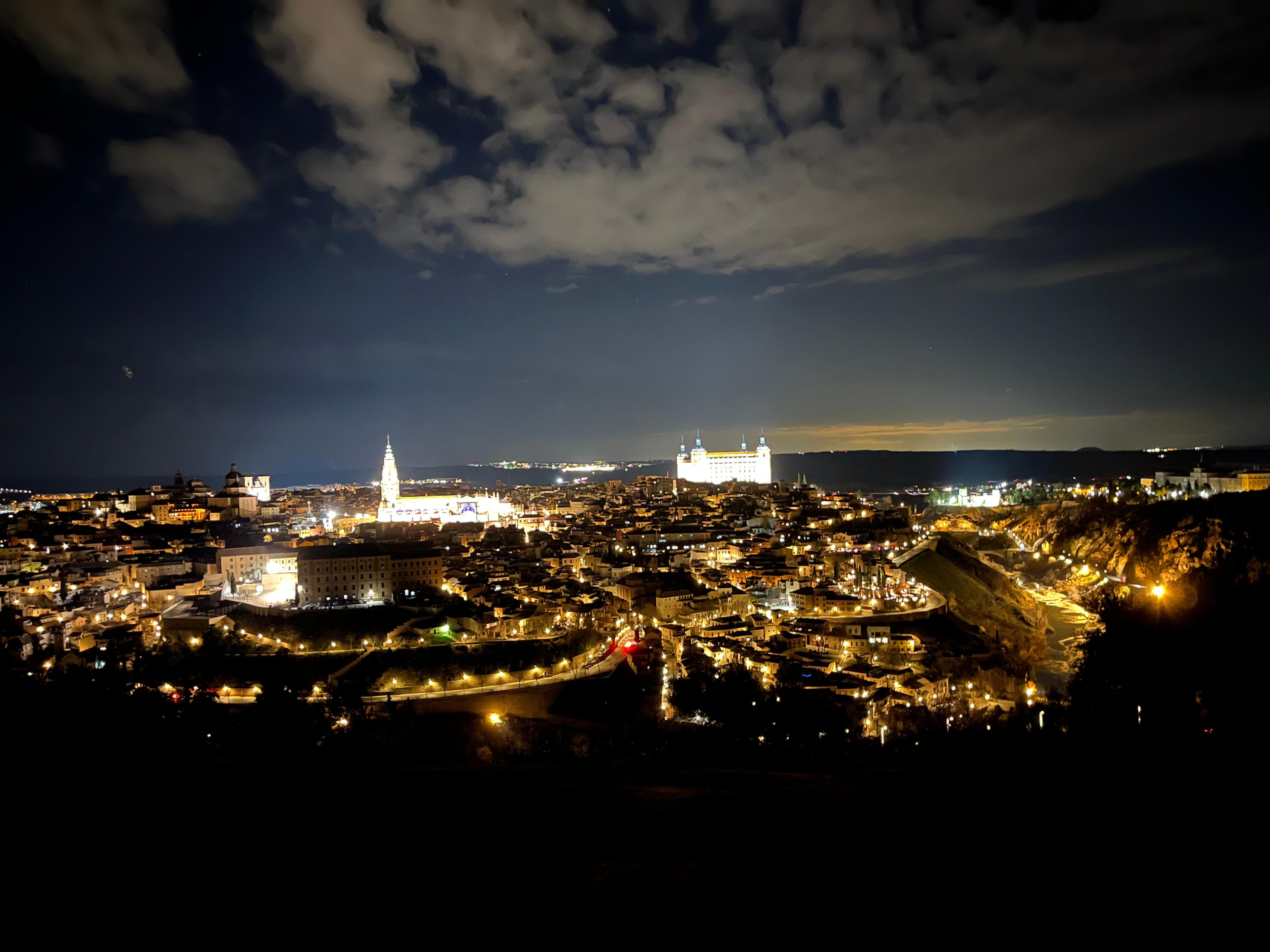 A view of Toledo from the hotel at dusk.