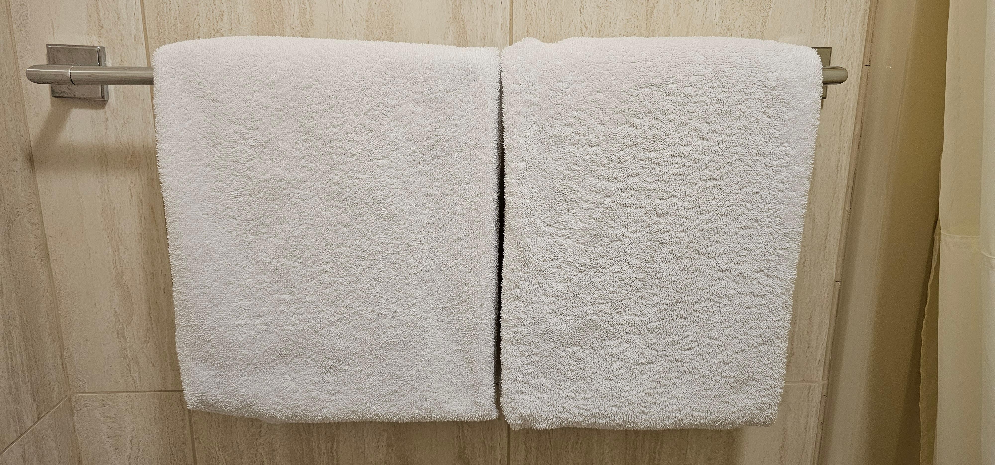The towel on the right had dried hand prints on it