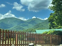 View of the beautiful mountains leading from the road to Daniel’s place back down to the main drag.