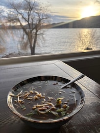 Cozy soup with a stunning view from the kitchen table :)