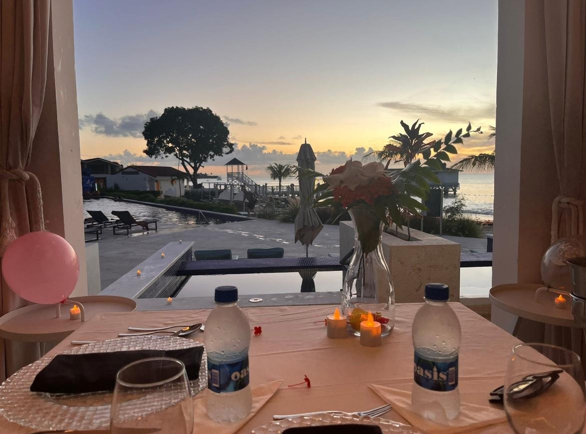 Private cabana anniversary dinner. 