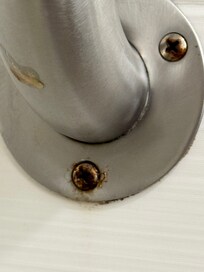 Rusted screws shower safety bar