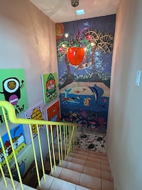 Some of the colorful artwork in the home
