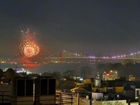 Fireworks over the Bosphorus as seen from the rooftop restaurant on Republic Day