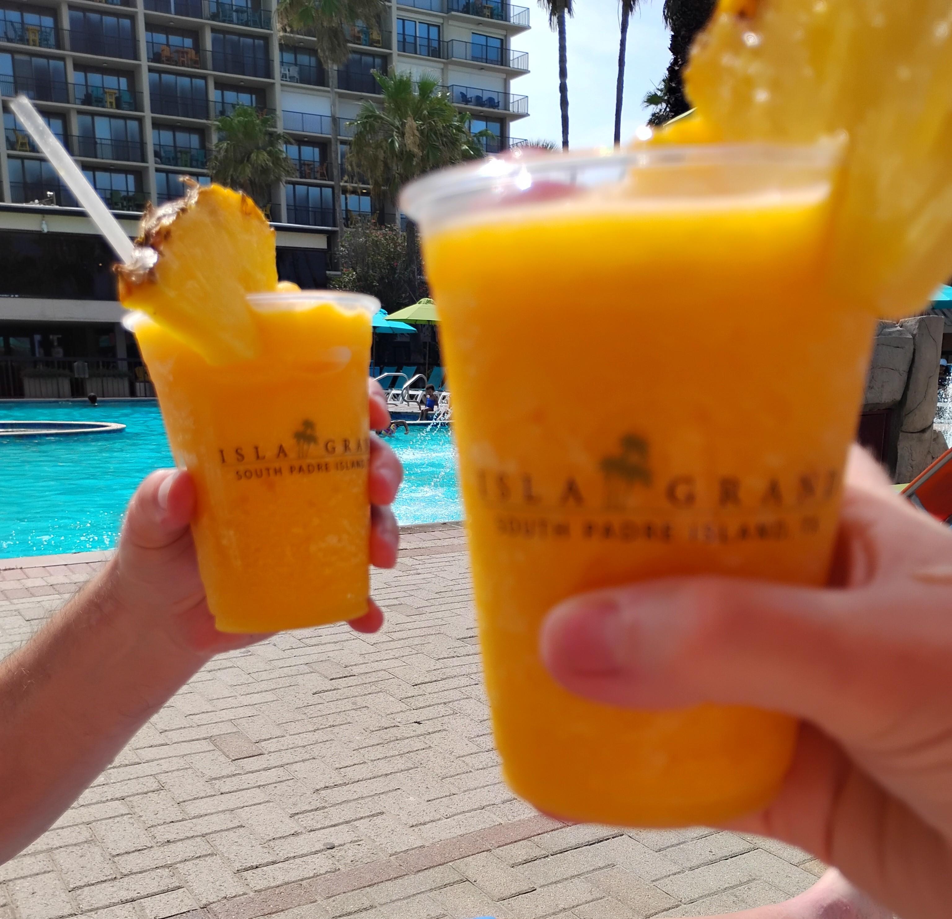 Frozen drinks from pool bar mango margarita 