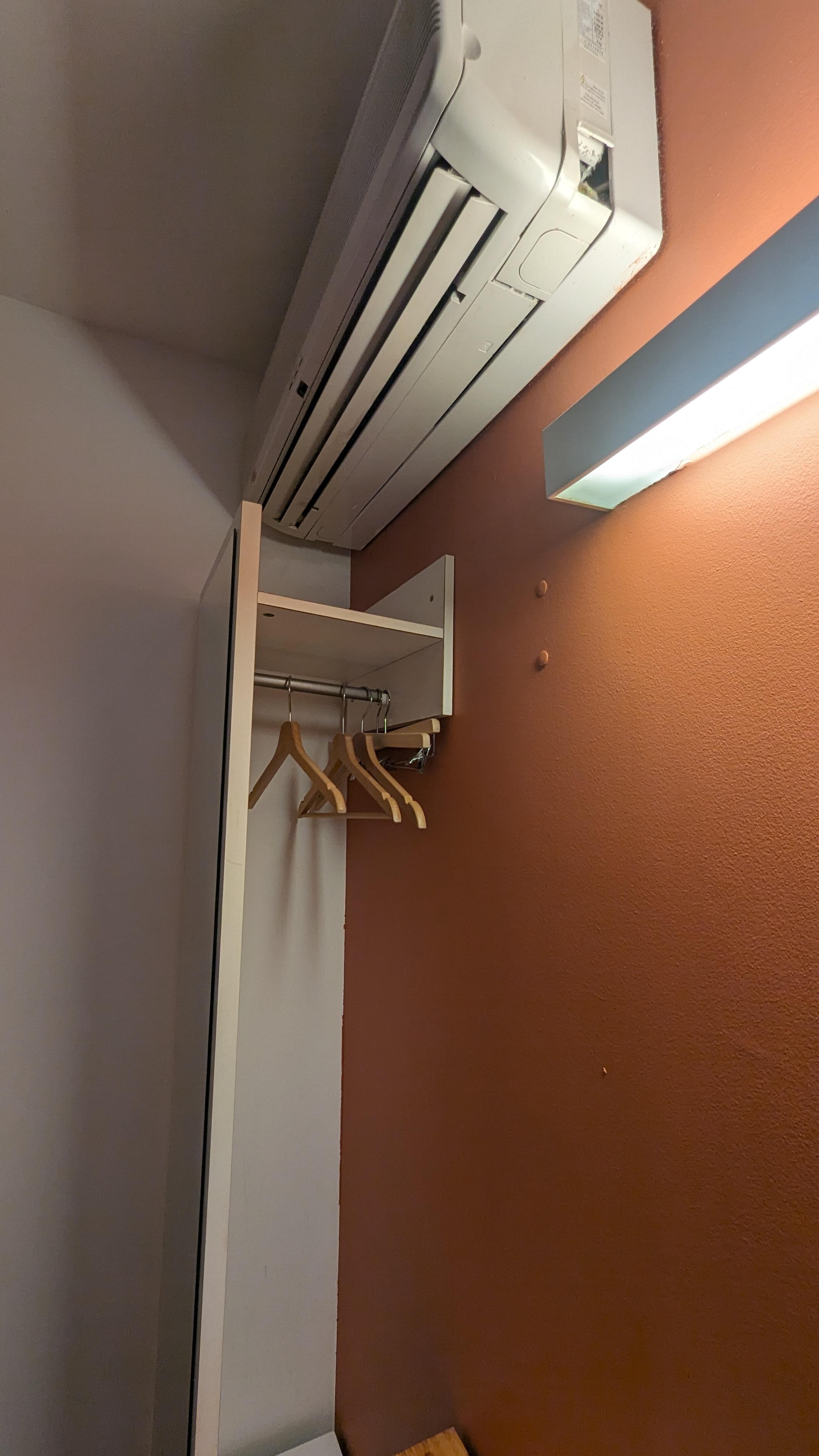 HVAC and closet racks sort of falling apart and dusty