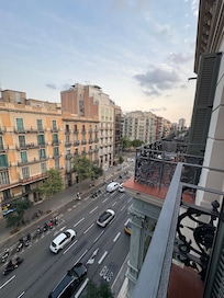 Outside, on our balcony/terrace.