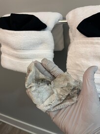 First wipe of the bathroom floor