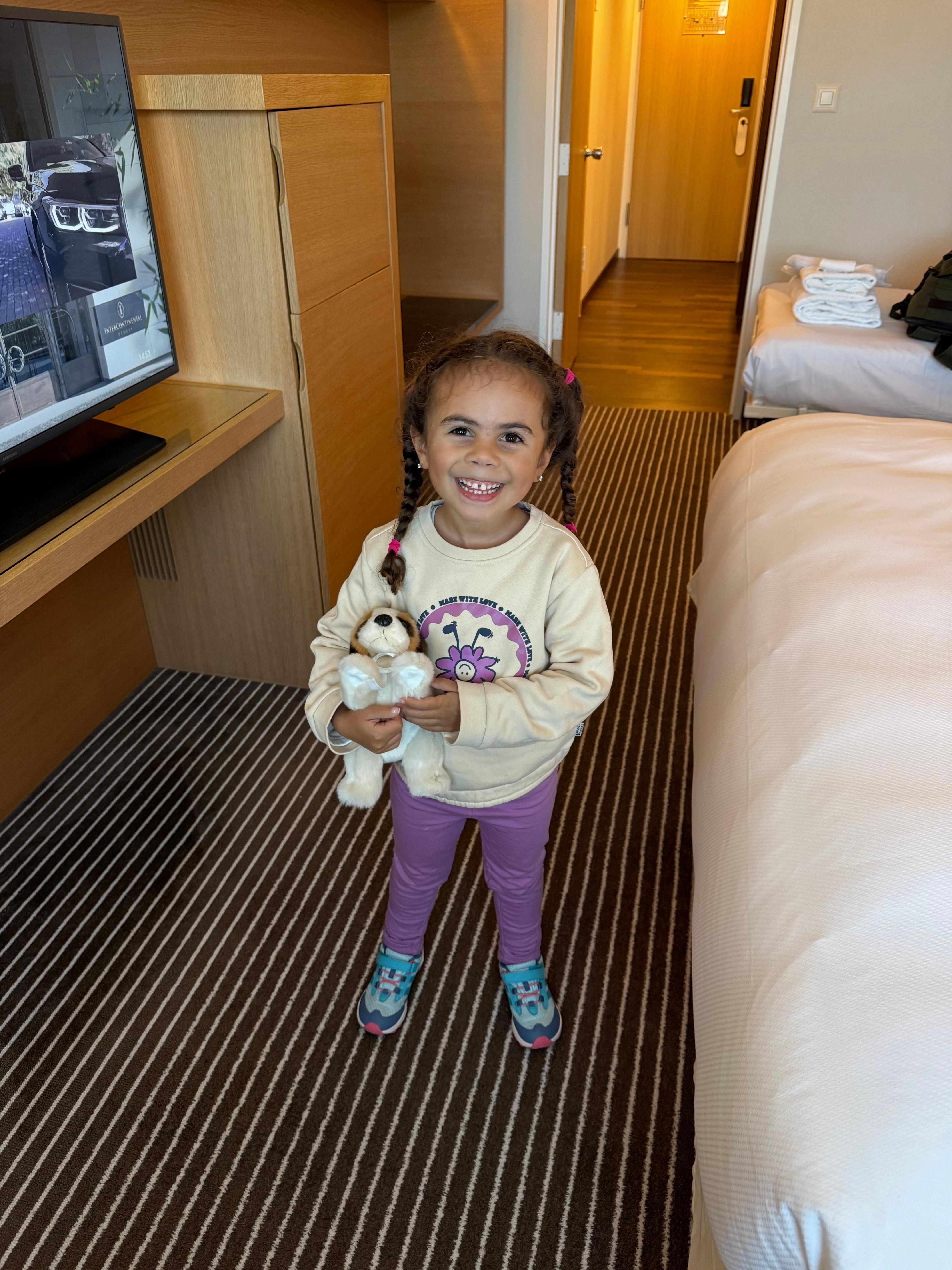 Our daughter with her welcome gift! Wonderful touch and memento! 