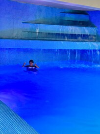 My son having fun in the heated pool at Casa Andina Premium!