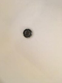 You can see all the mold around the tub drain.