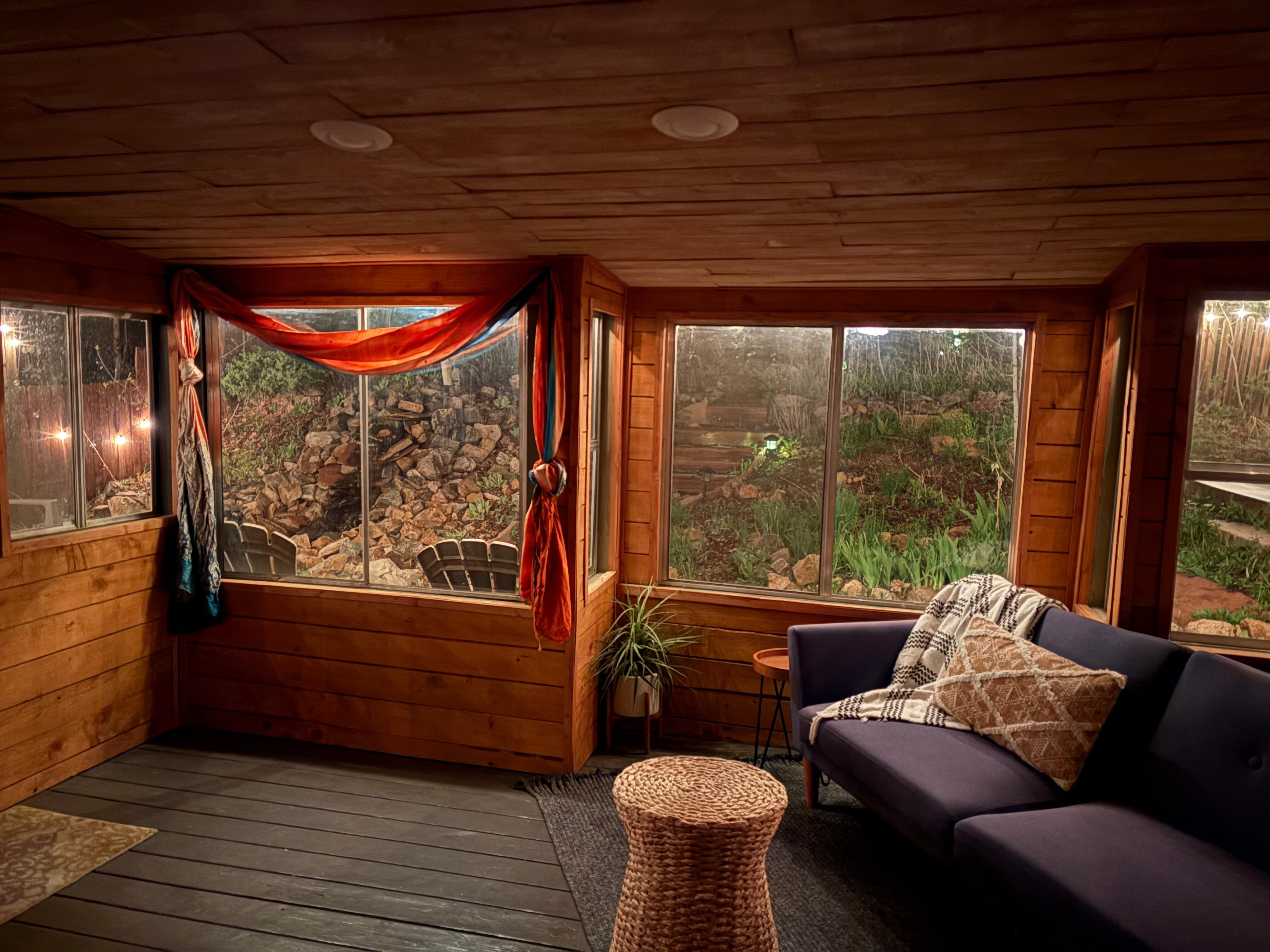 The sun porch at night 