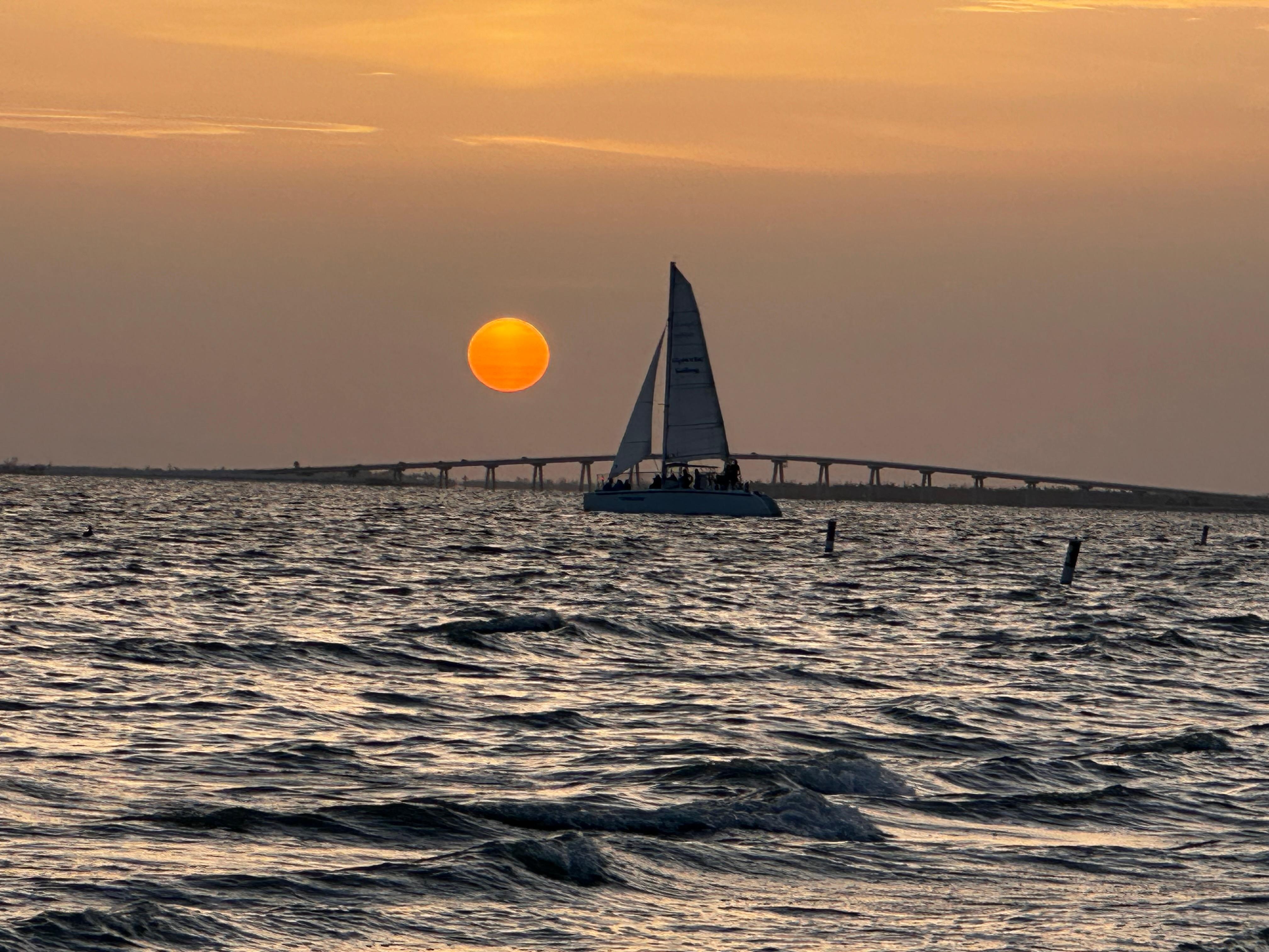 View of bridge to Sanibel Island from walking Ft. Myer’s Beach, FL.