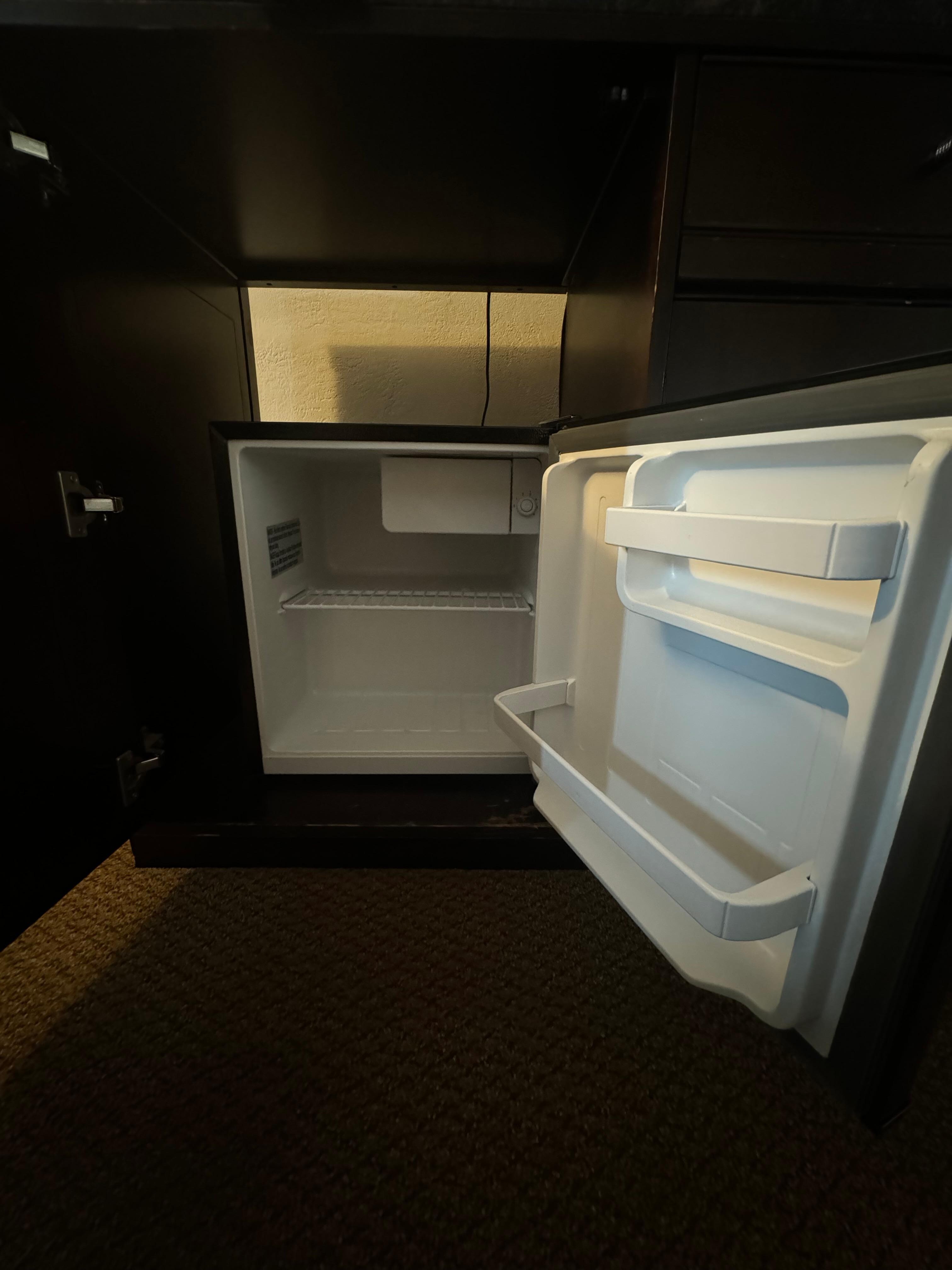 Fridge has mini freezer upper right