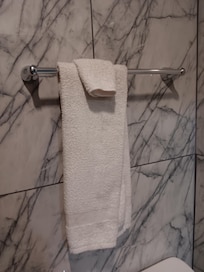 Grungy towels look like somebody wiped their hands on it..